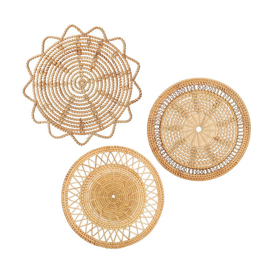 Boho Wall Basket Decor / A / 13"L x 13"W / Natural / Set of 3
