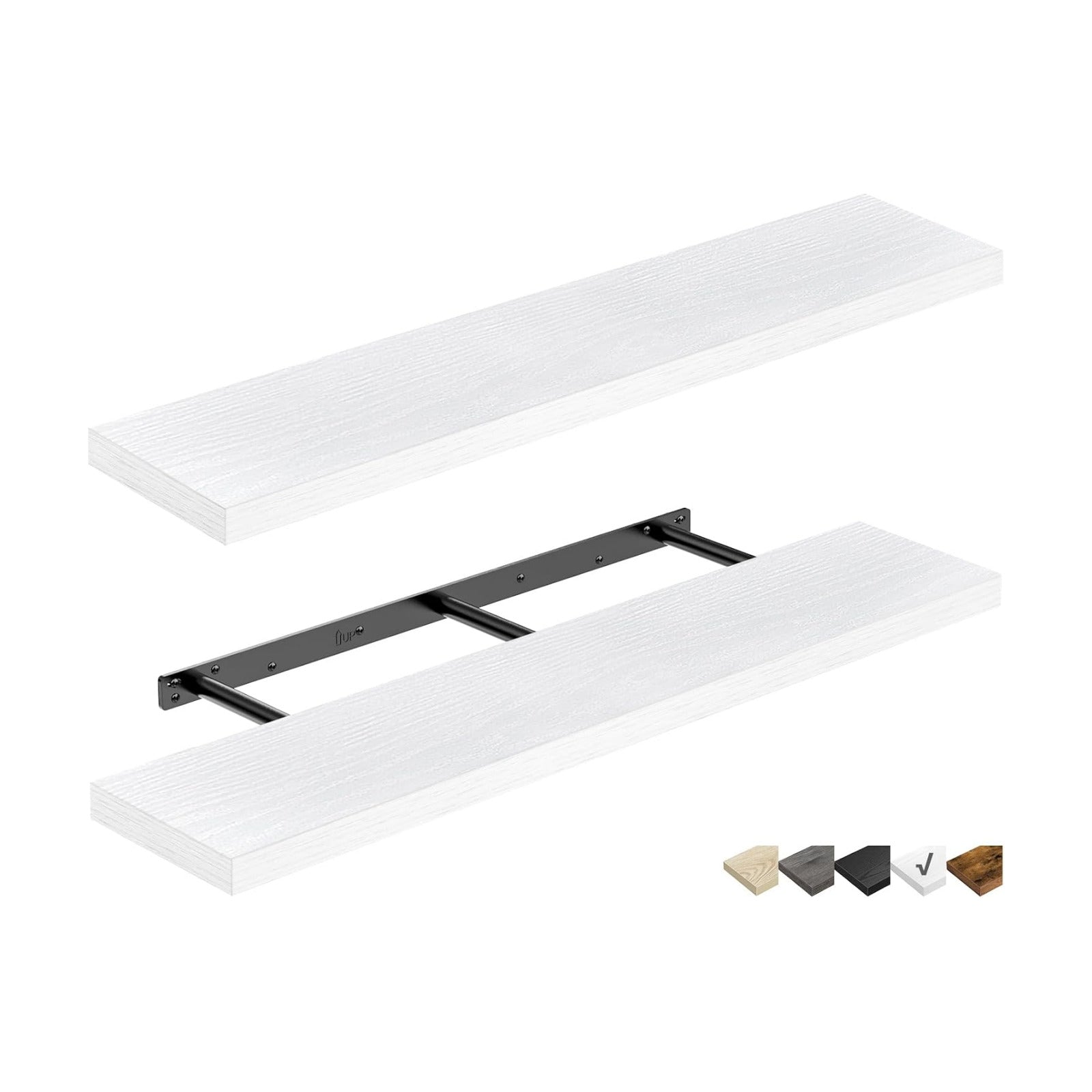 QEEIG Extra Long Floating Shelves for Wall (White, Set of 2, 47.2")