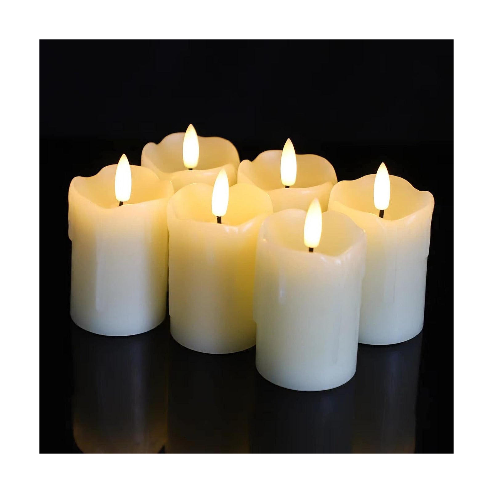 Lezonic Flameless Votive Candles Battery Operated with Remote and Timer, Pack of 6 (D:2" X H:3") LED Ivory White Long
