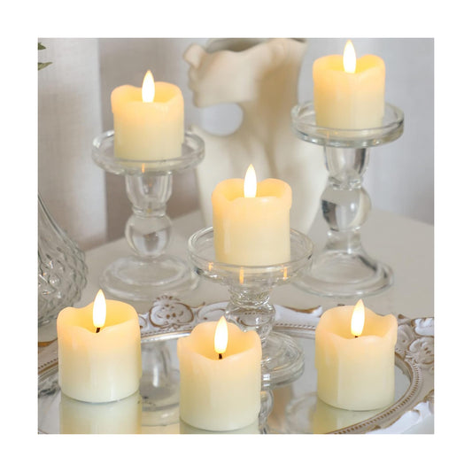 Lezonic Flameless Votive Candles Battery Operated with Remote and Timer, Pack of 6 (D:2" X H:2") LED Ivory White Long