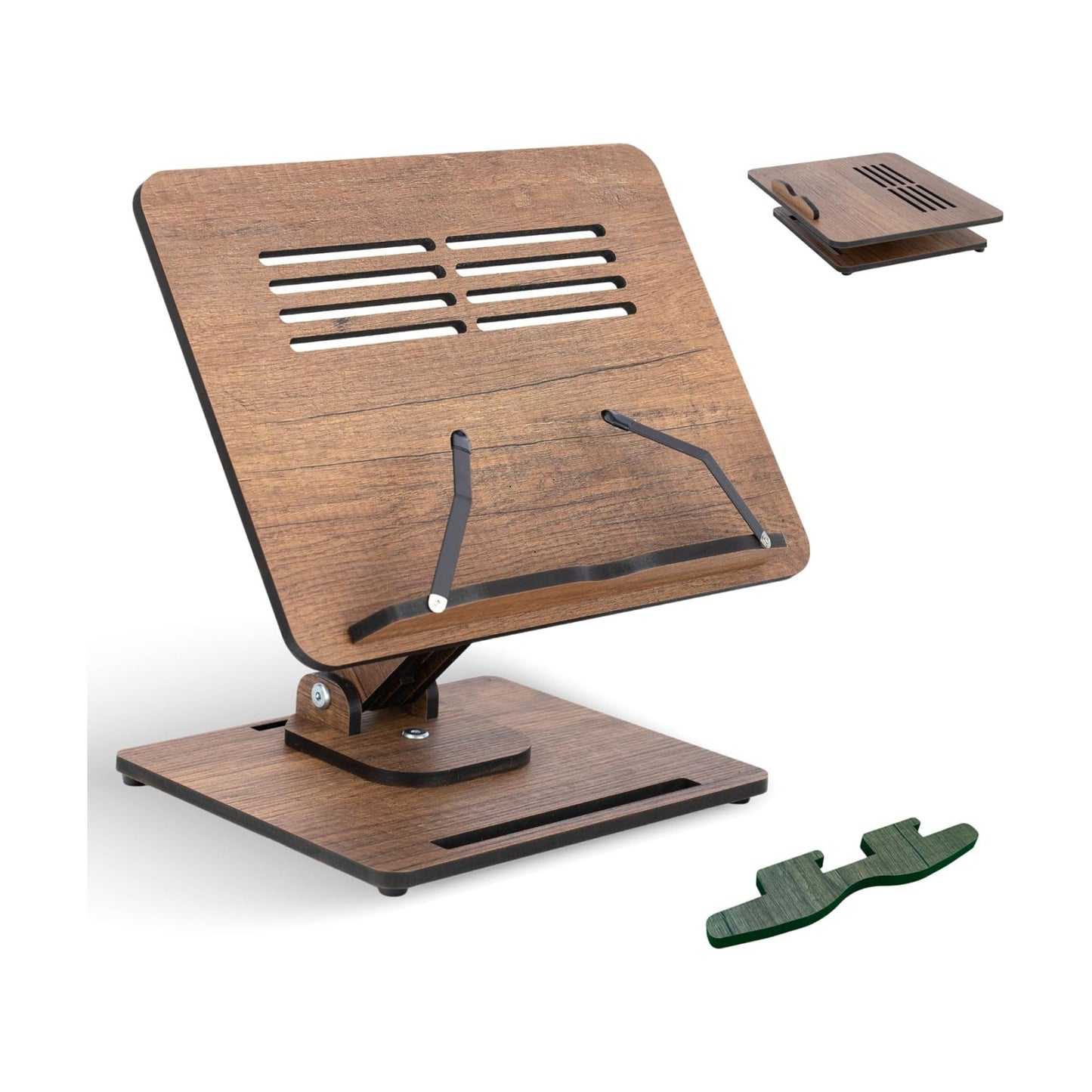 Vigo Wood Book Stand for Reading 360° Adjustable, Wooden Laptop Stand, Cookbooks Holder, Music Scores, Featuring