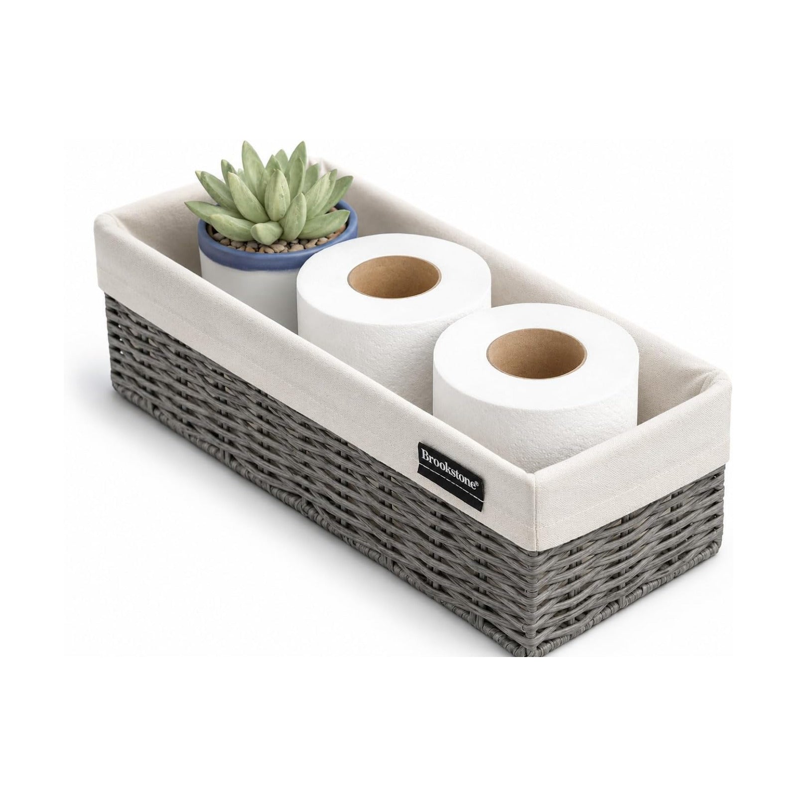 Wicker Shelf Storage Basket Decorative Shelf Bin / Grey Single Pack