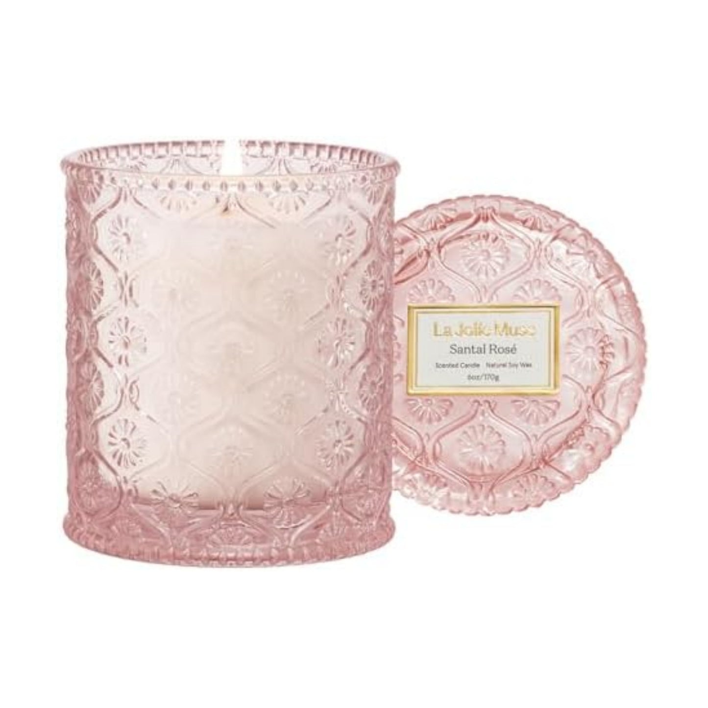 LA JOLIE MUSE Santal Rosé Scented Candles for Home, Natural Soy 40 Hrs