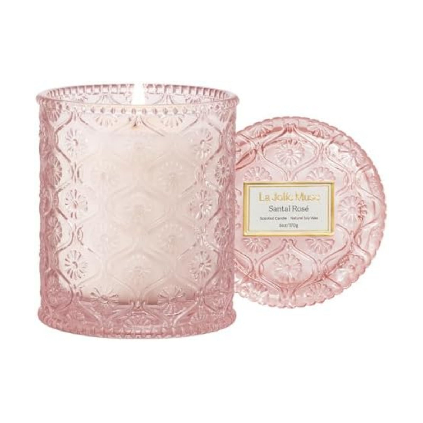 LA JOLIE MUSE Santal Rosé Scented Candles for Home, Natural Soy 40 Hrs