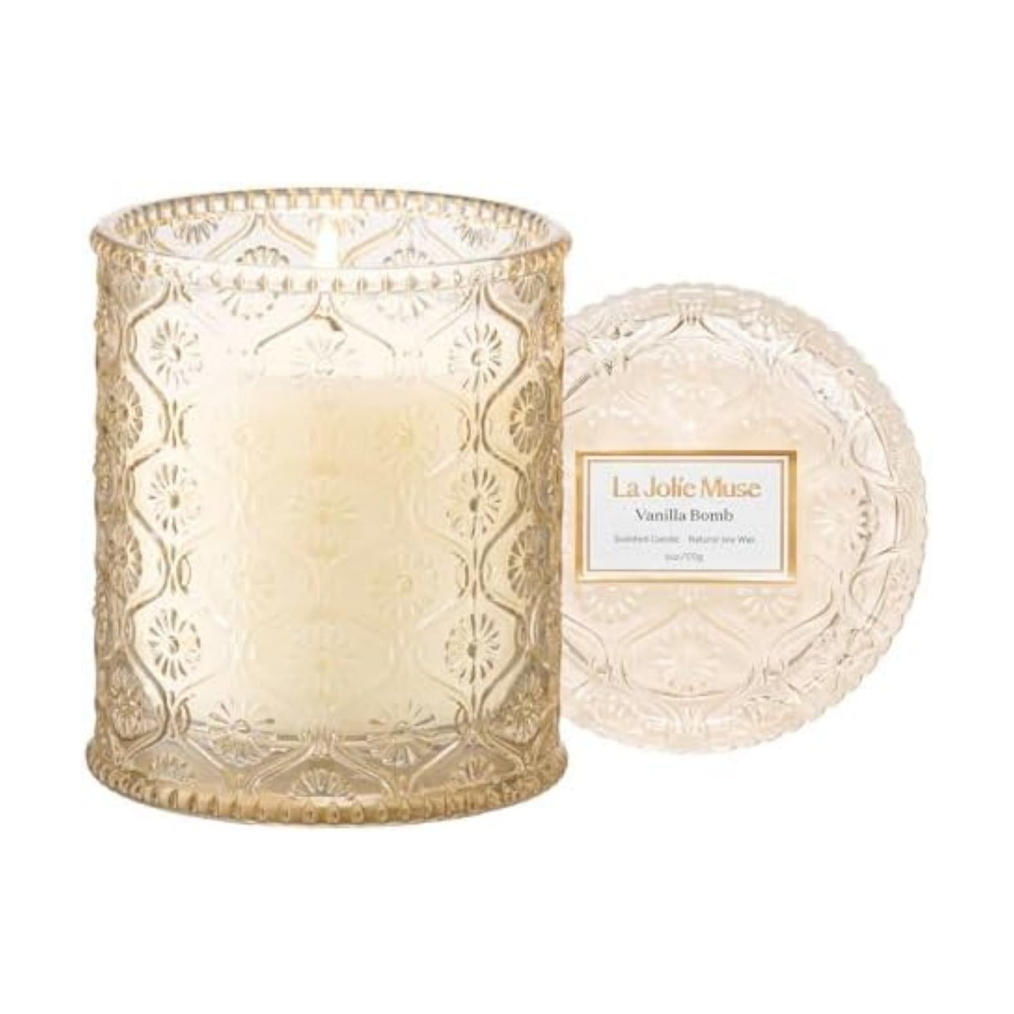 LA JOLIE MUSE Vanilla Zest Scented Candles for Home, Natural Soy, 40 Hrs