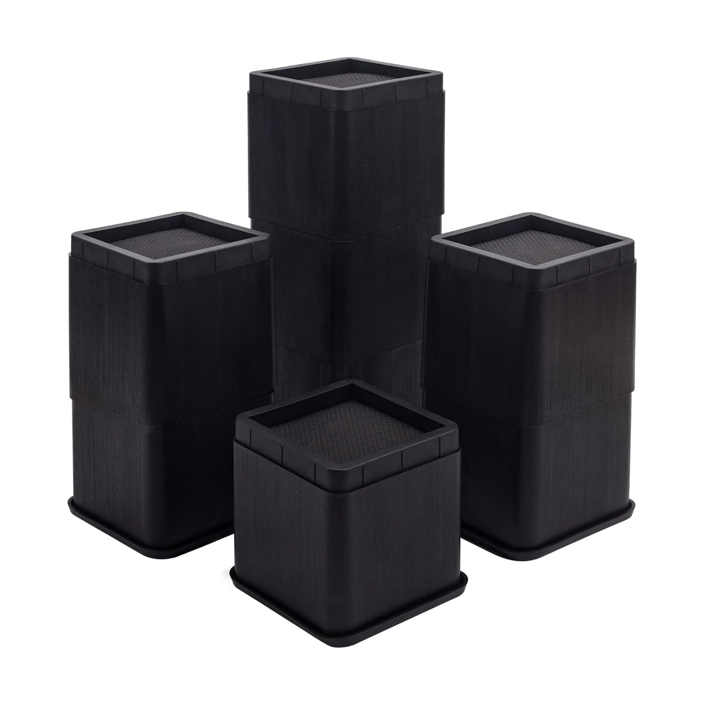 BTSD-home Adjustable Bed Risers 4 Inch, 8 Pack | Heavy Duty Stackable Furniture Lifts, 4 or 8 Inch, for Beds, Couches