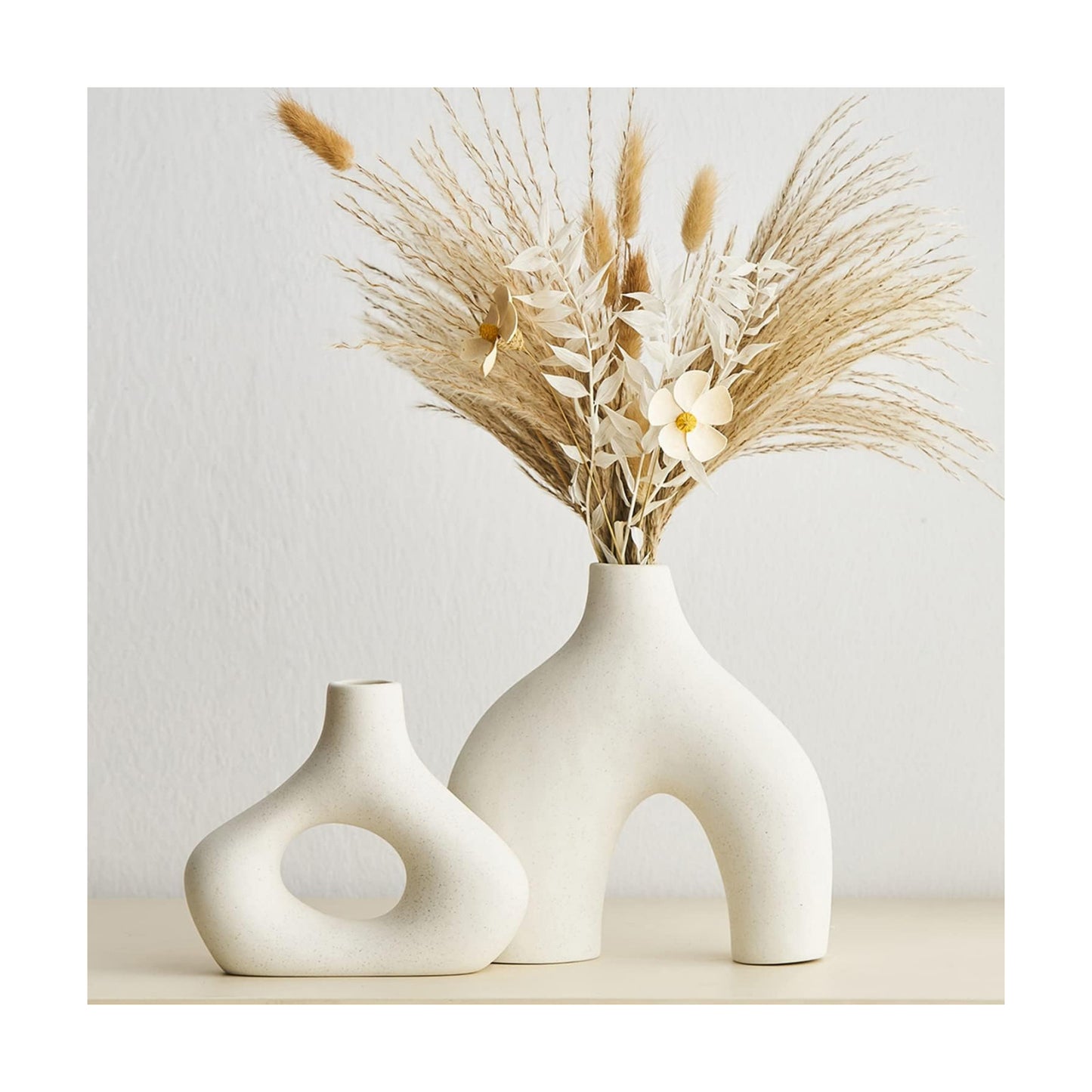 Ceramic Vase for Modern Home Decor / White / Set of 2