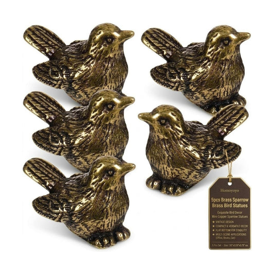Brass Sparrow Brass Bird Statues / Set of 5
