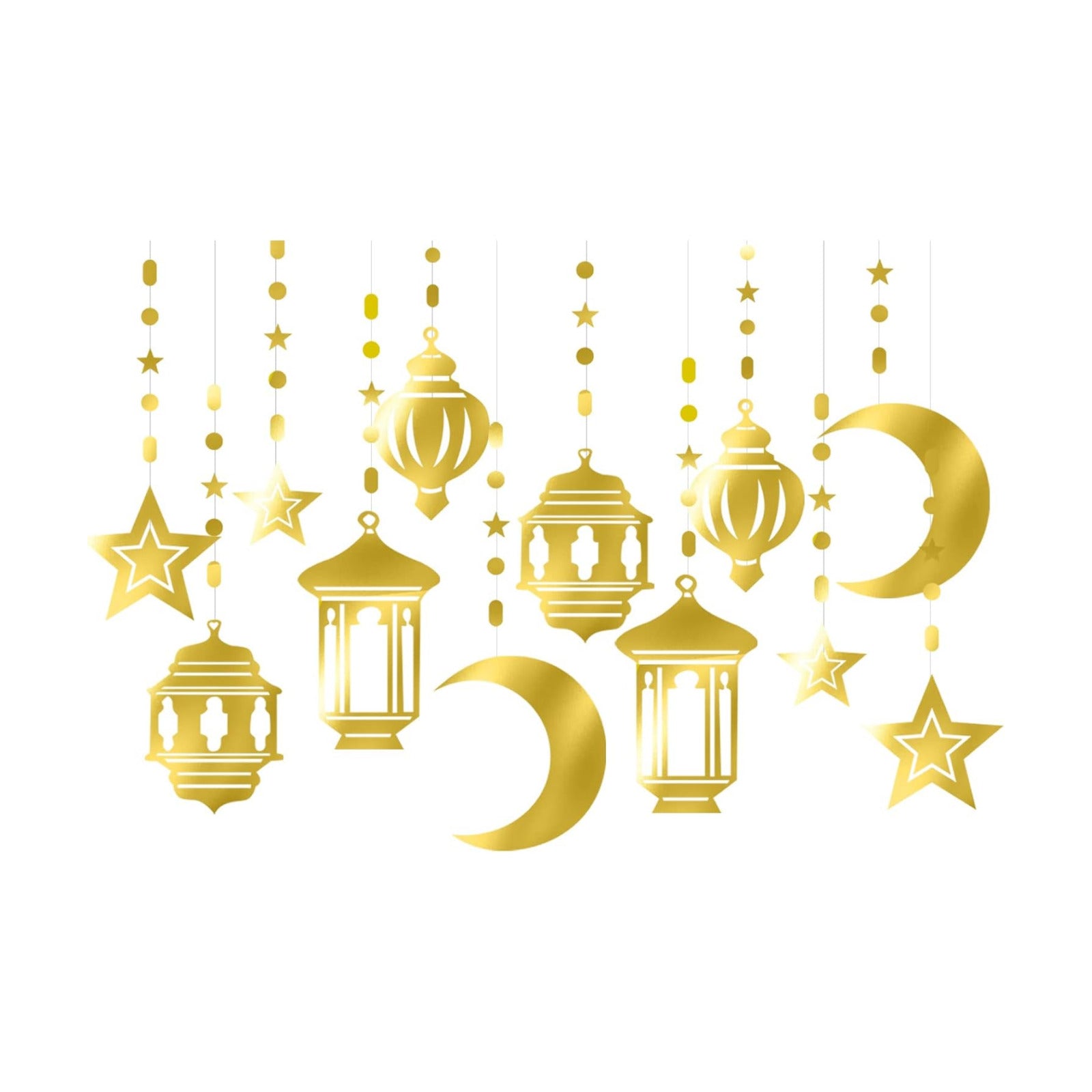 Gold Ramadan Star-Moon Party-Decorations Garland / Gold Star Moon / Set of 12
