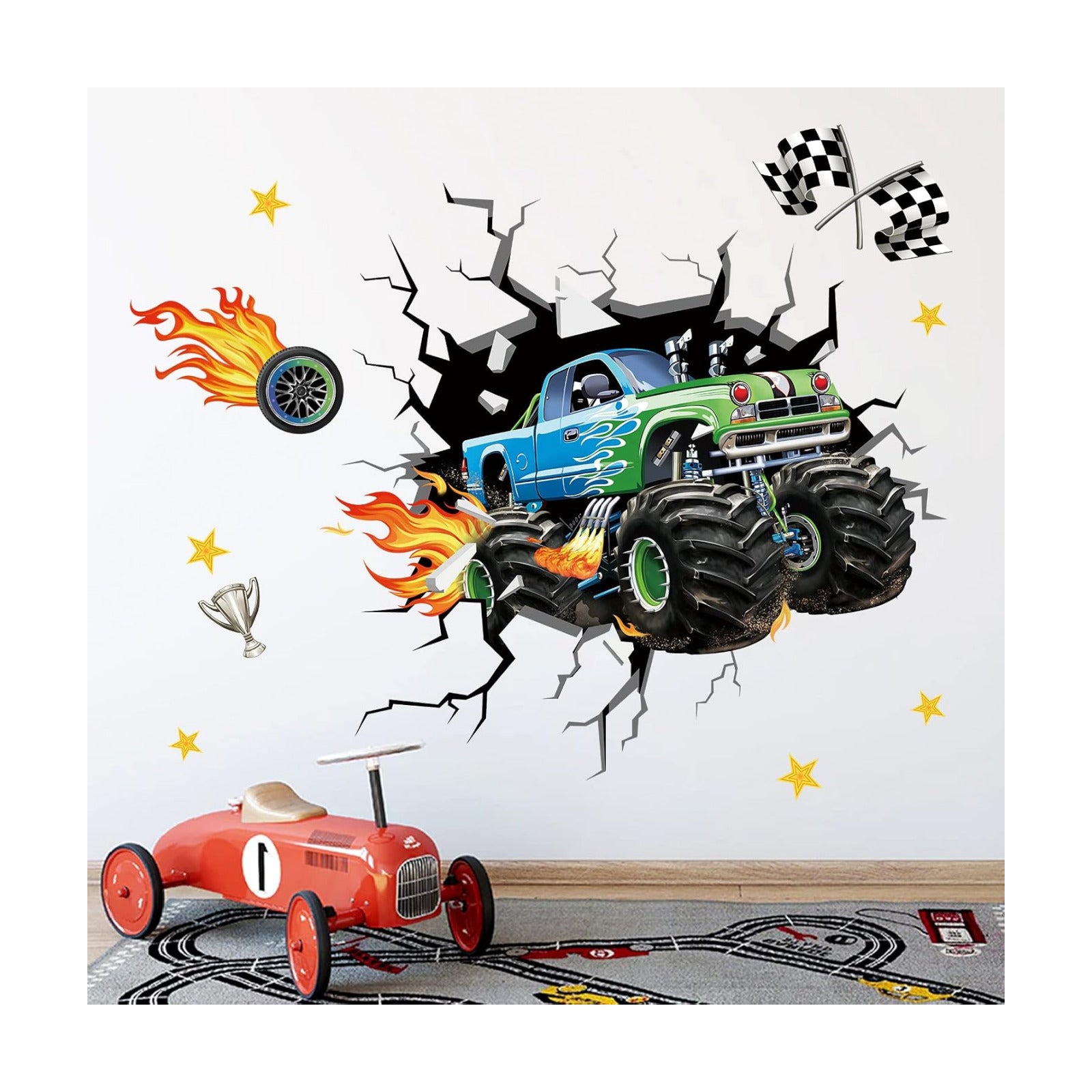 3D Racing Car Wall Stickers