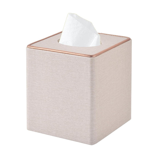 Linen Square Tissue Box Cover / Beige Linen Texture