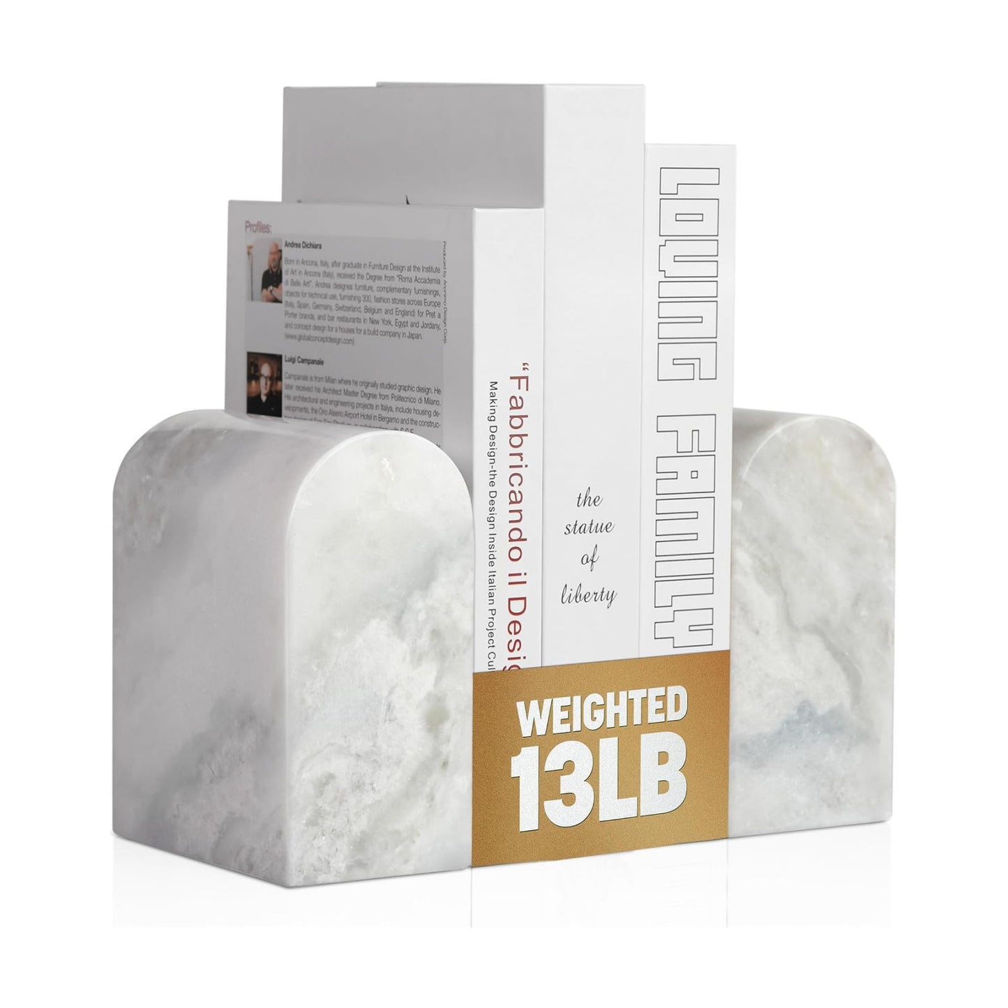 Non-Slip Book Ends / White Marble-namib Fantasy