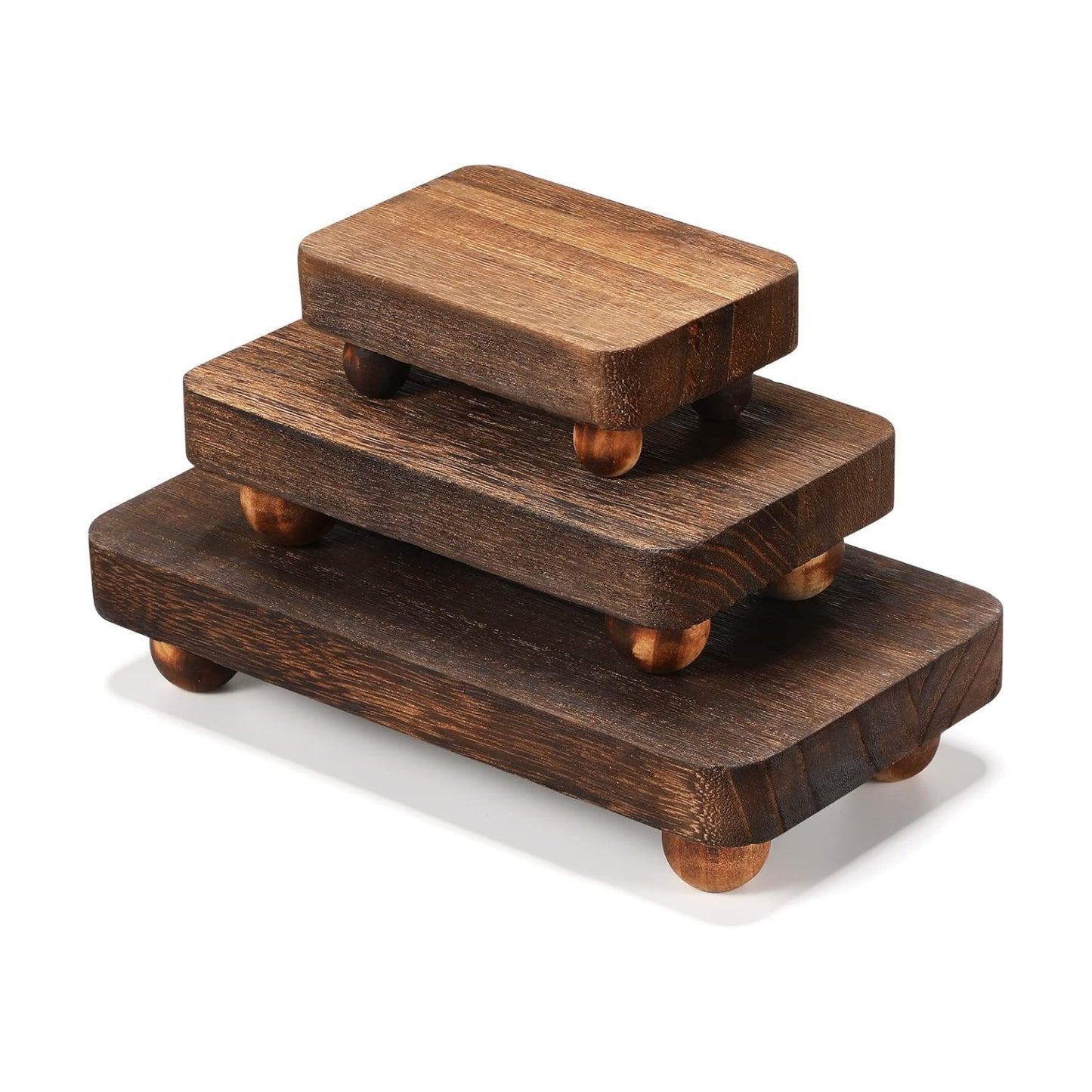 Wooden Risers for Display Pedestal Stand Wooden for Decor Farmhouse / Brown / 8 x 4.3 / Set of 3