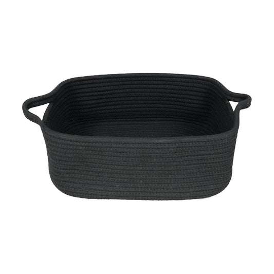 Woven Cotton Rope Storage Basket / Black