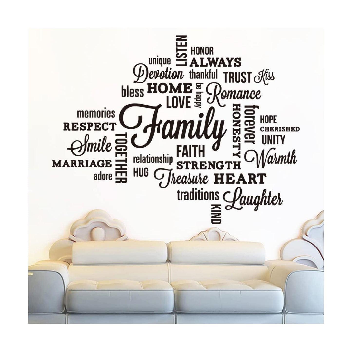 Removable Family Wall Decal Quotes Saying Family Words Sign Vinyl Wall Stickers Positive Energy / A