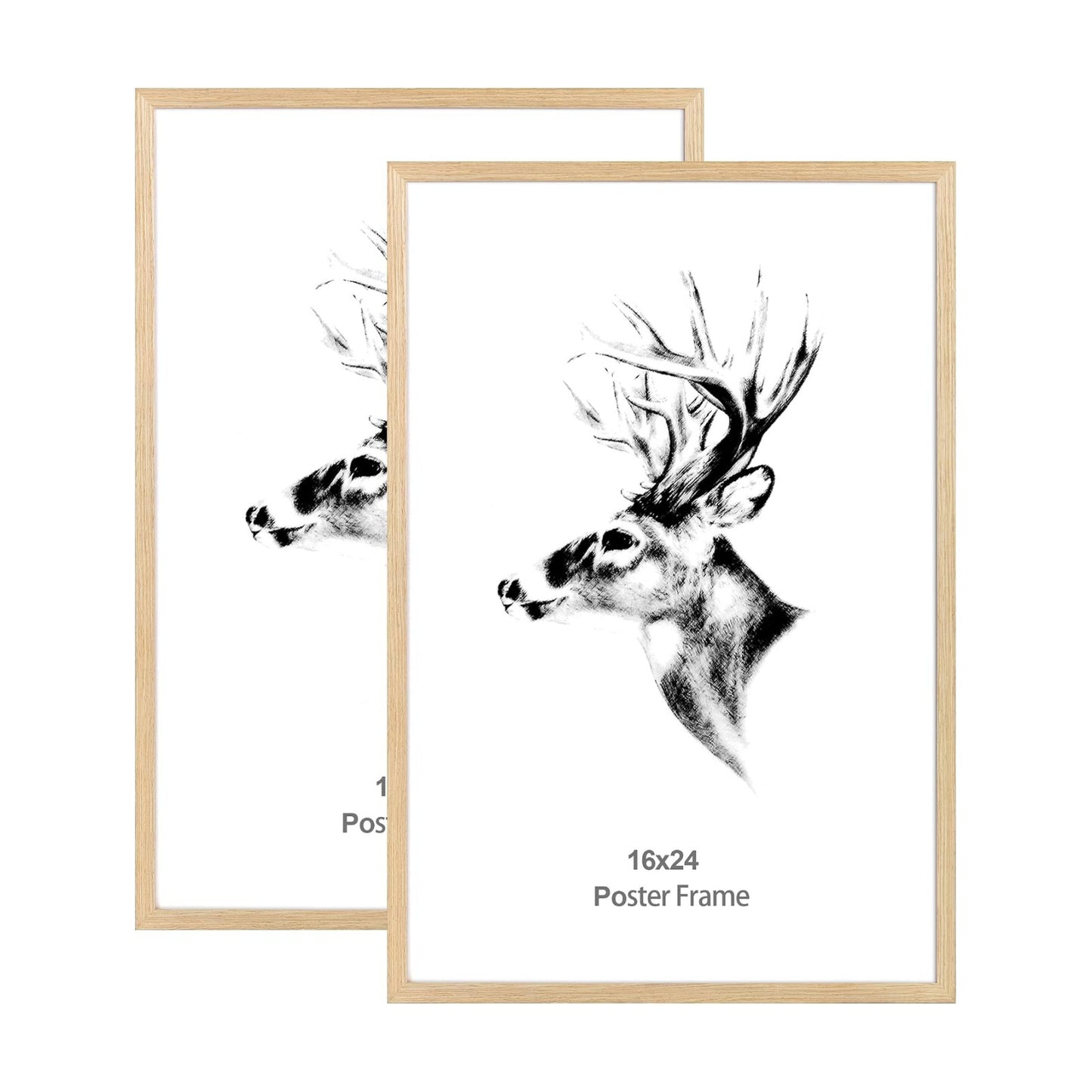 Yaetm 16x24 Picture Frame Set of 2, Natural Solid Oak Wood Poster Frame 16x24 for Wall Gallery, Horizontal and Vertical