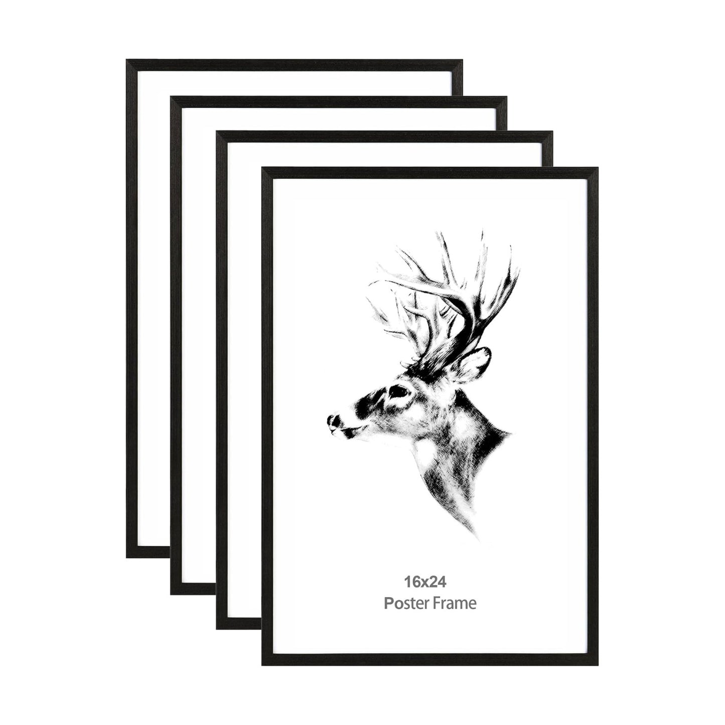 Yaetm 16x24 Poster Frame Black Set of 4, Solid Wood Frame 16 x 24 inches for Pictures, Posters & Art Prints, Wall