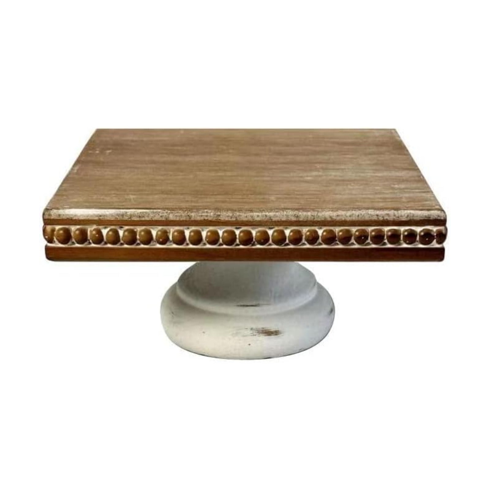 Shabby Chic Pedestal Tray Decor / White / 8.25 Inch