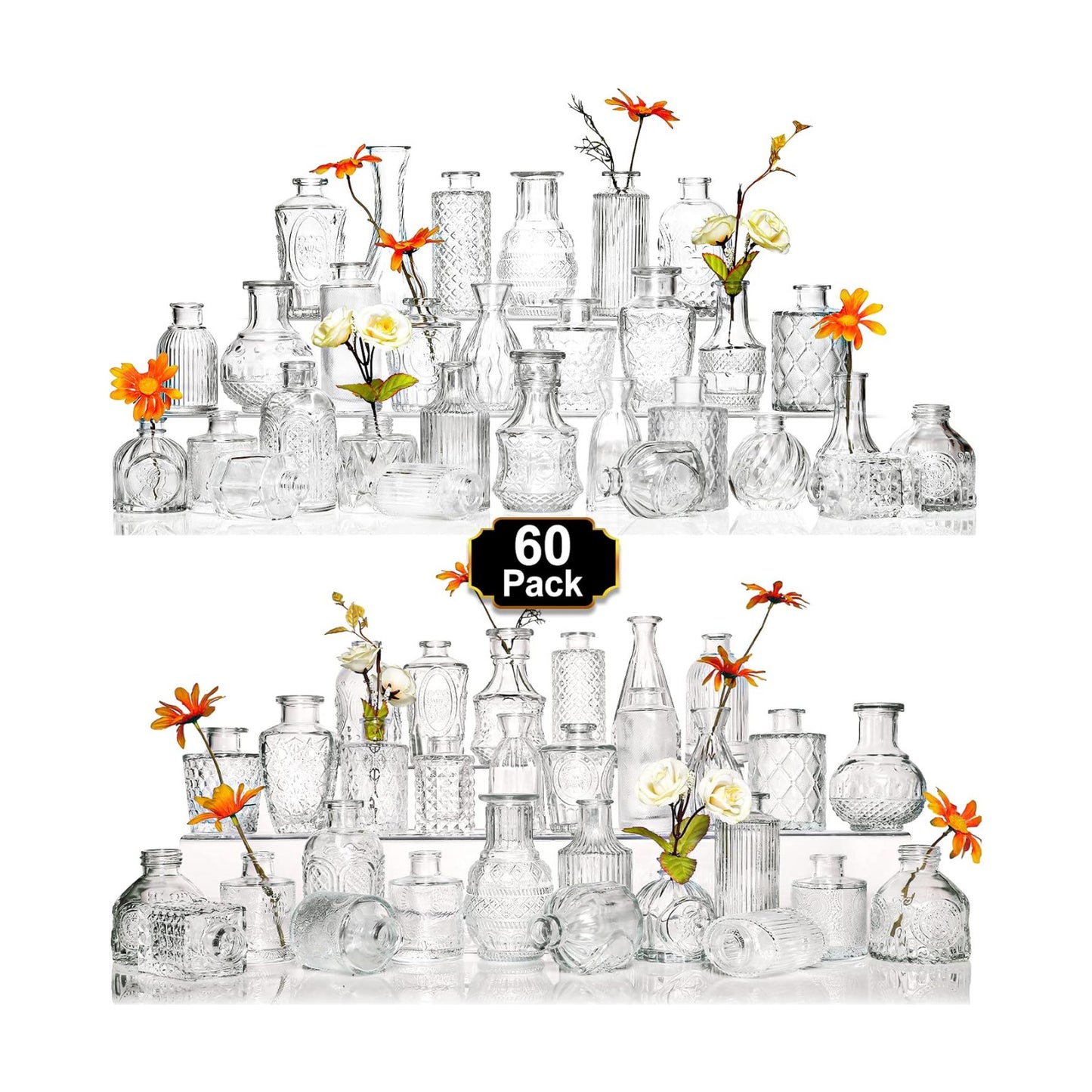 Glass Bud Vase Pcs / Clear / Set of 60