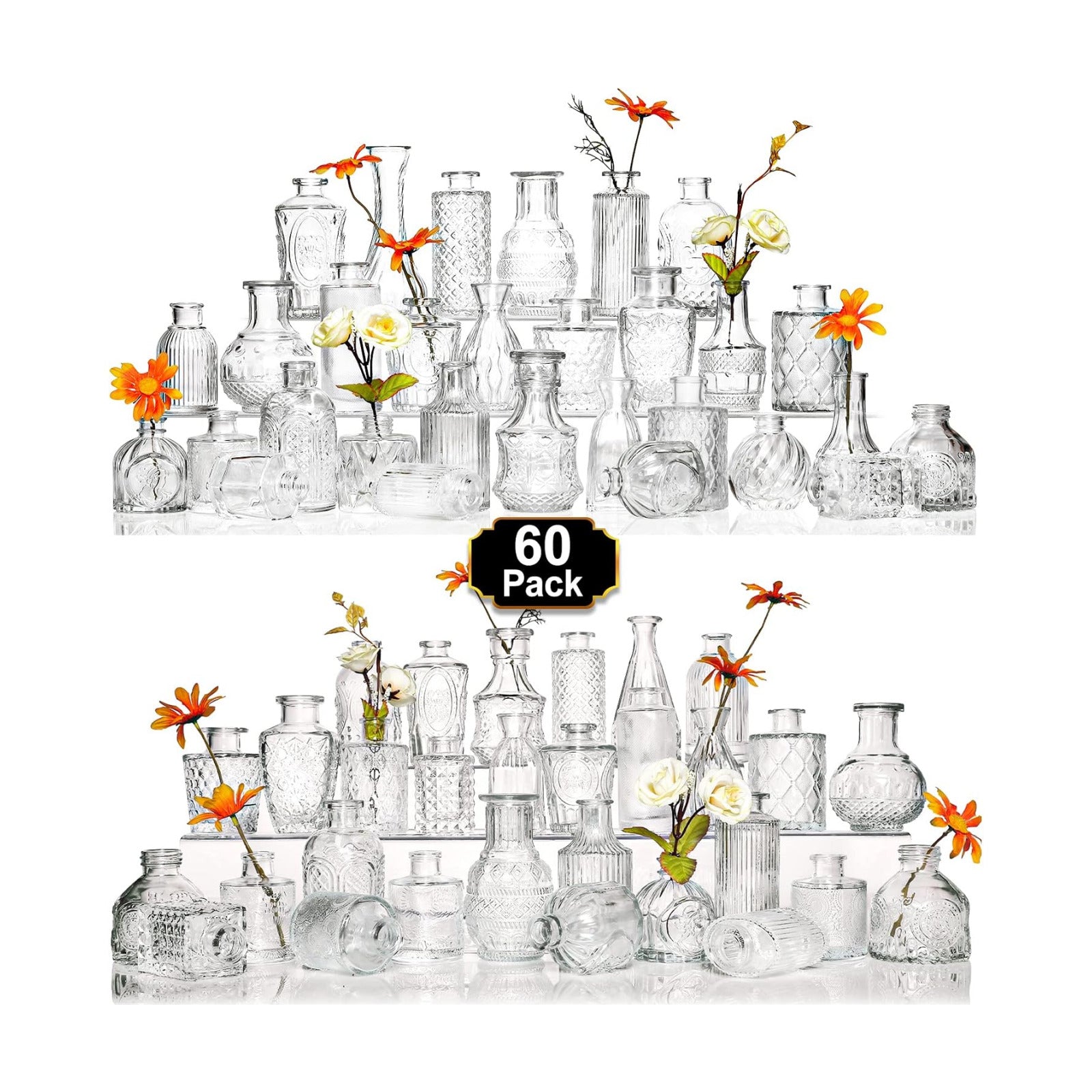 Glass Bud Vase Pcs / Clear / Set of 60