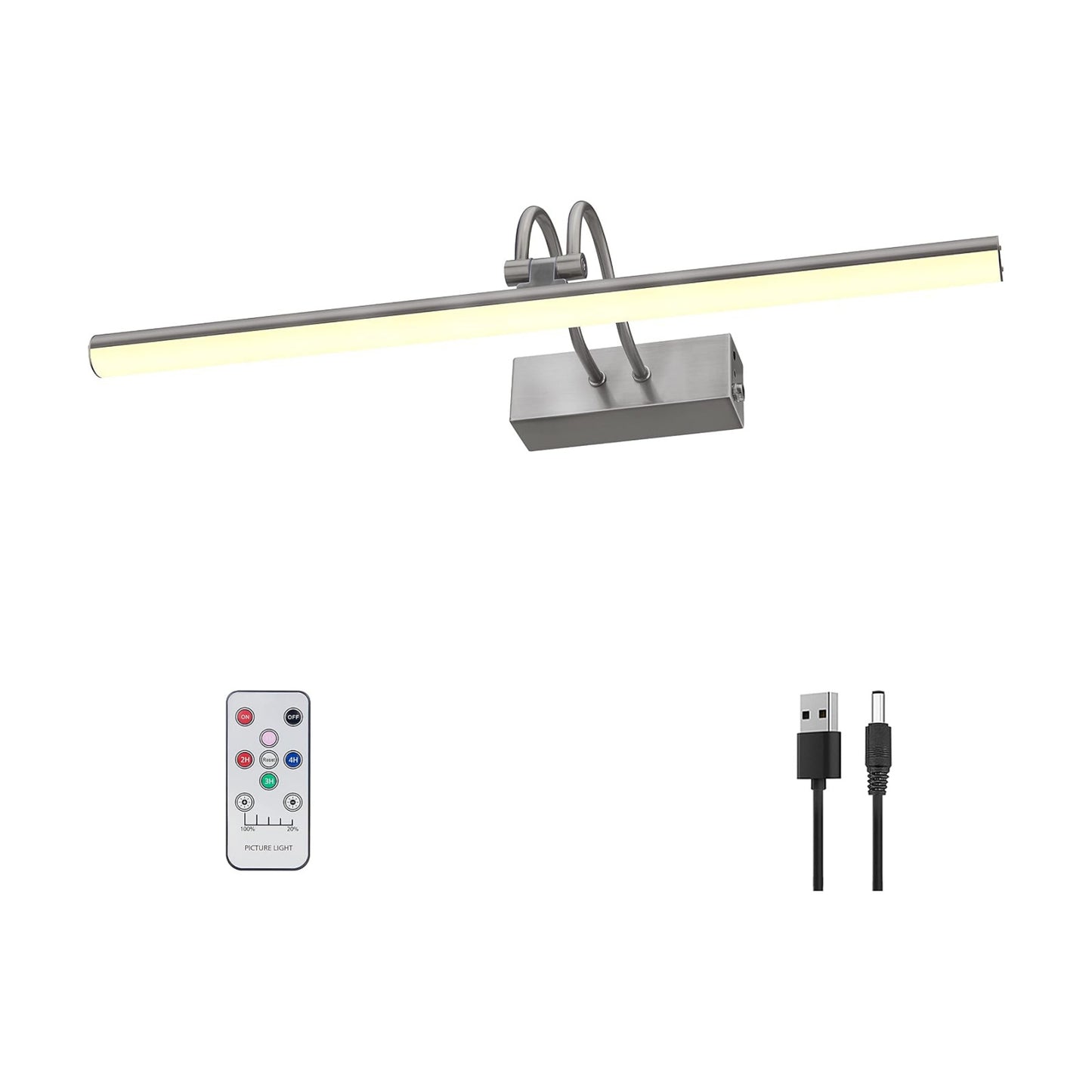 Picture Light,5000mAh Wireless Wall Light,16" Art Light,Plated Black | Rechargeable Photo Lights,Remote Timer and