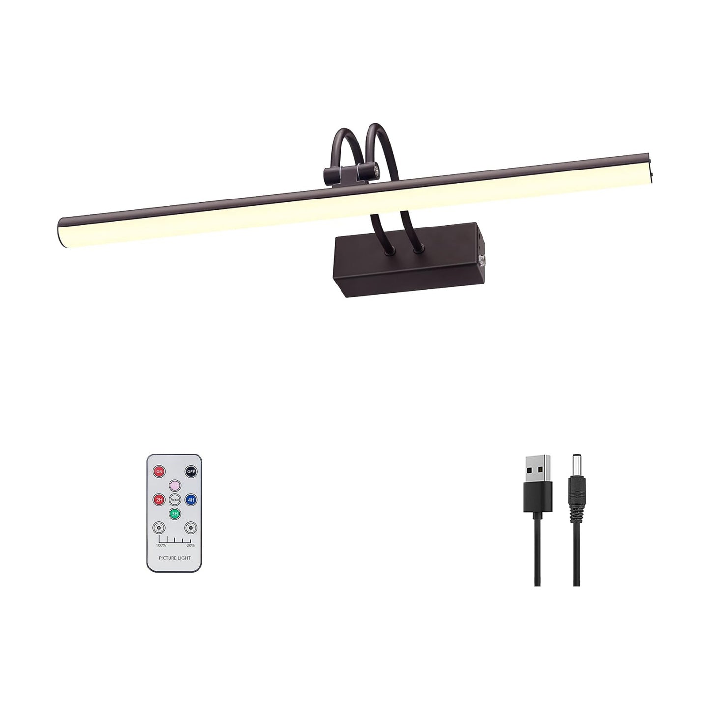 Picture Light for Wall,5000mAh Wireless Wall Light,16" Art Light,Bronze | Rechargeable Photo Lights,Remote Timer and