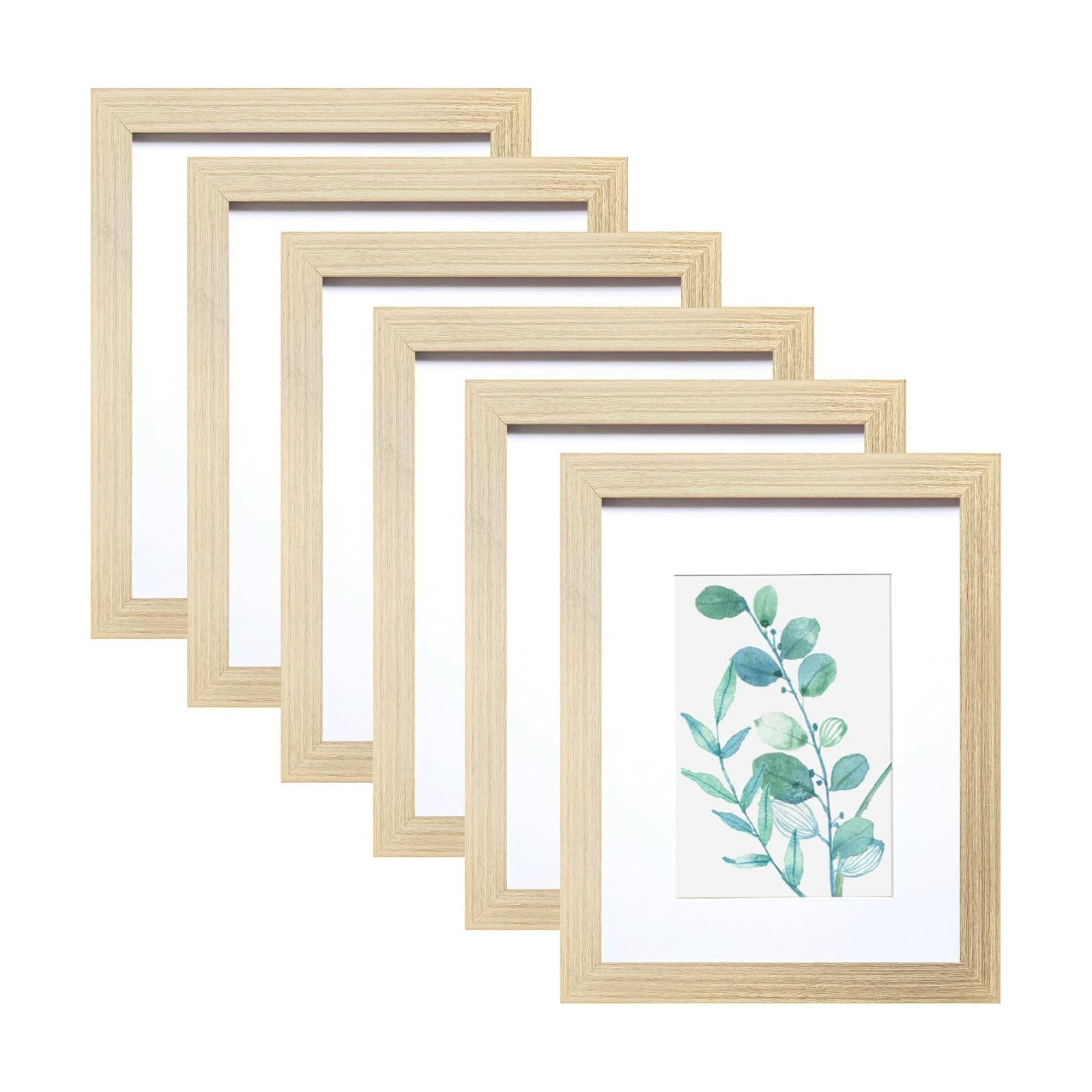 SESEAT 8x10 Picture Frame Natural Woodgrain Set of 6, Display Pictures 5x7 With mat or 8x10 Without Mat