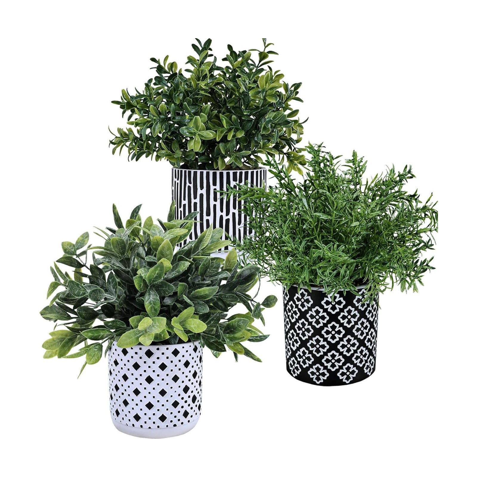 Artificial Potted Plants / Black / Set of 3