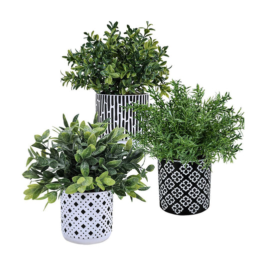 Artificial Potted Plants / Black / Set of 3