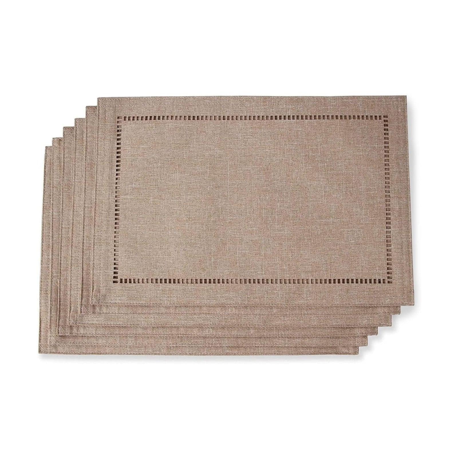 Tosewever Set of 6 Decorative Linen Placemats 12 x 18 Inches, Farmhouse Style Table Mats for Everyday Dining Wedding