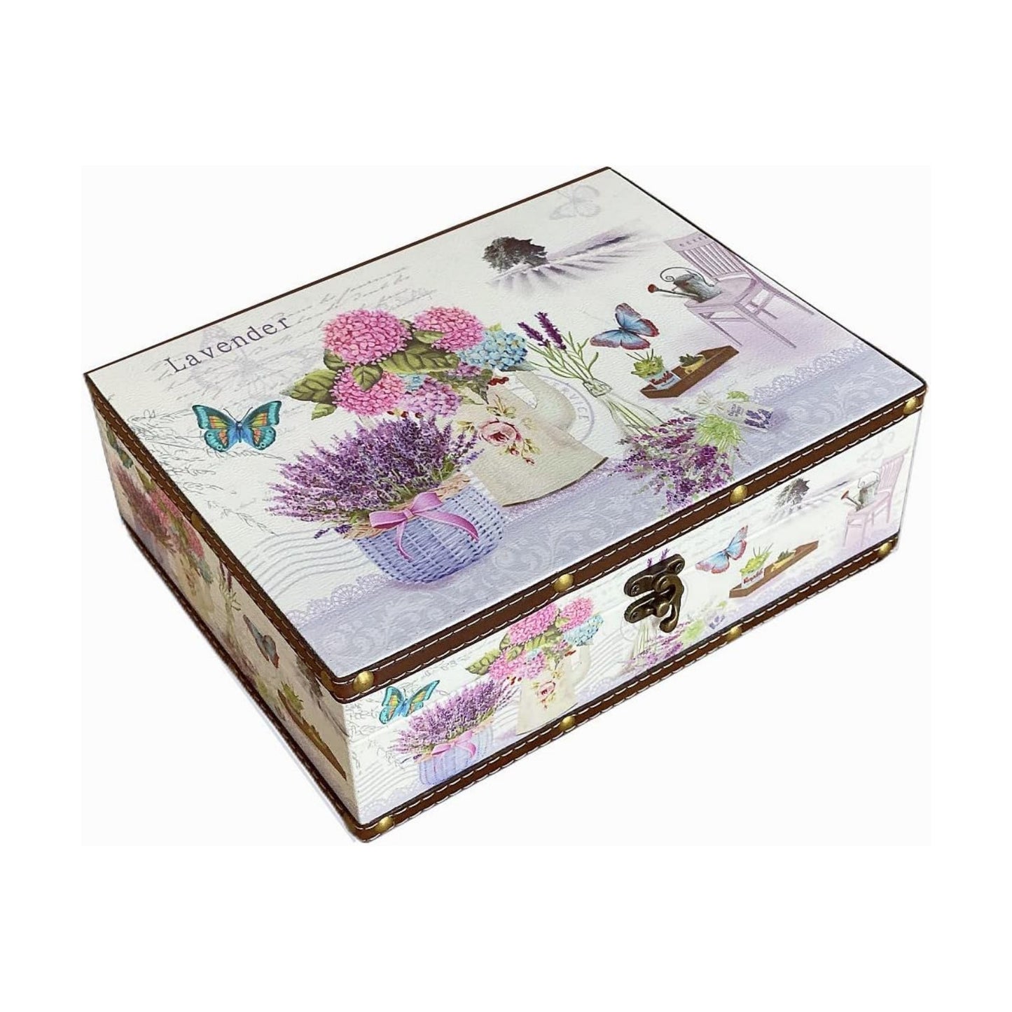 Vintage Wooden Storage Box / Lavender, Medium