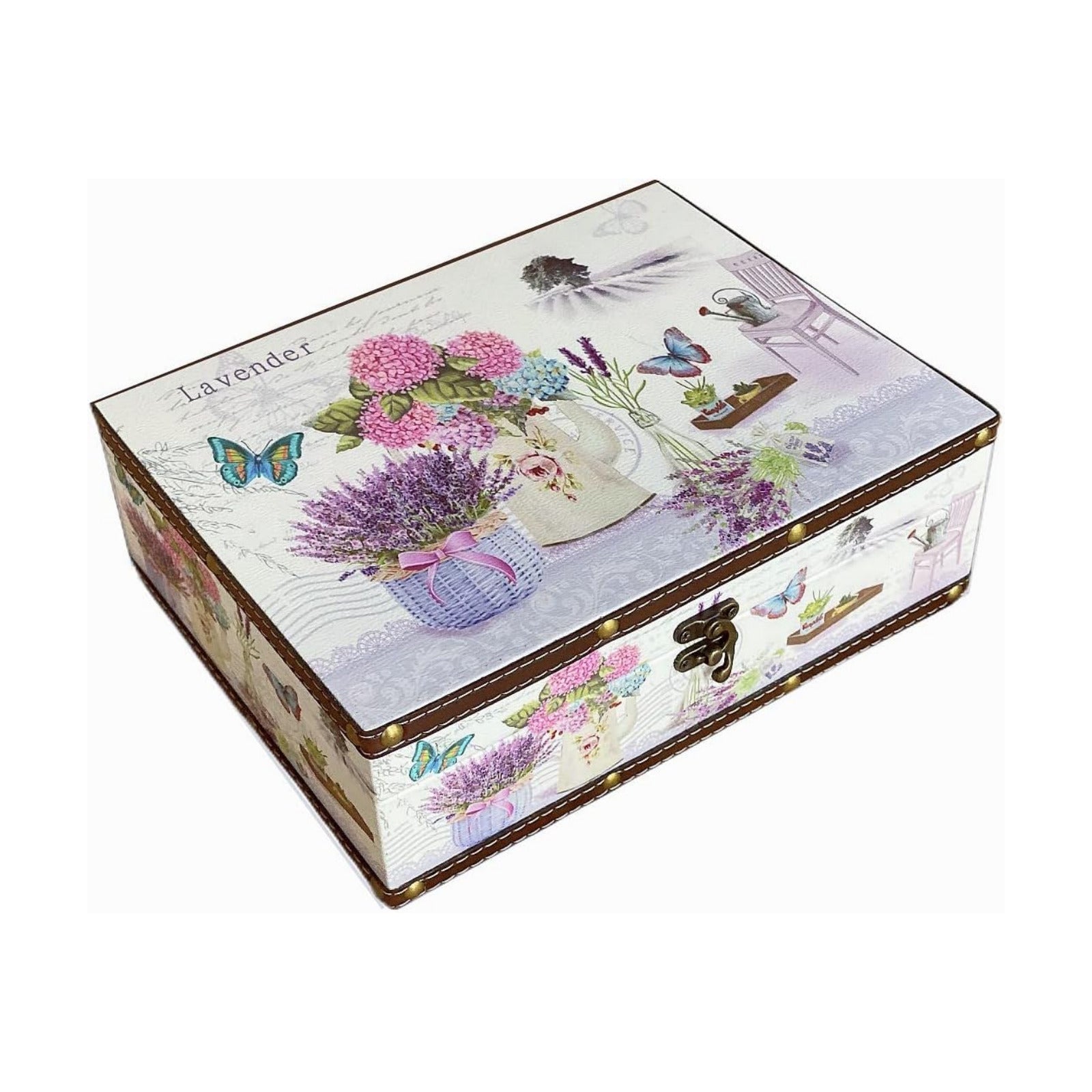 Vintage Wooden Storage Box / Lavender, Medium