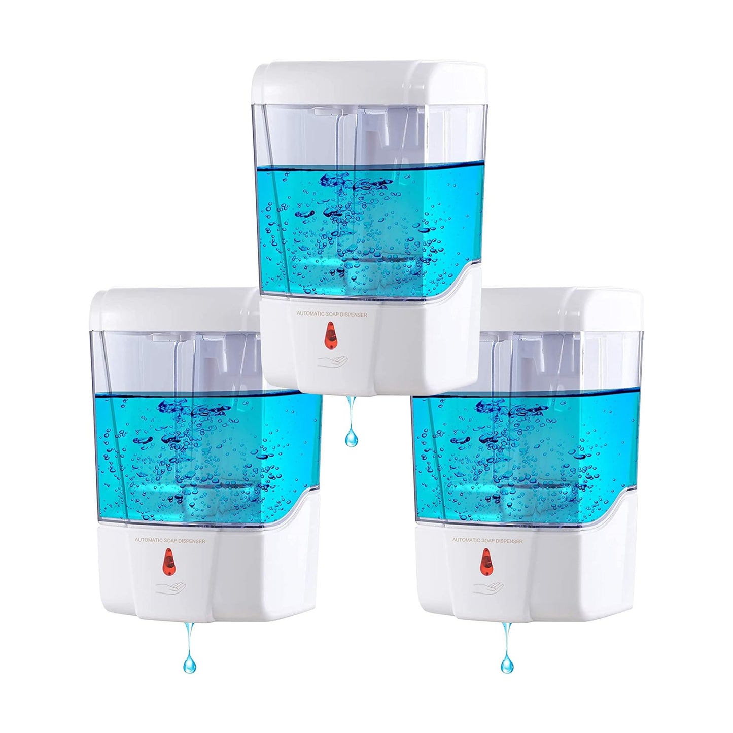 Automatic Soap Dispenser Wall Mount 3 Pack White 20 Oz Waterproof Leakproof for Commercial Bathroom Restroom Toilet
