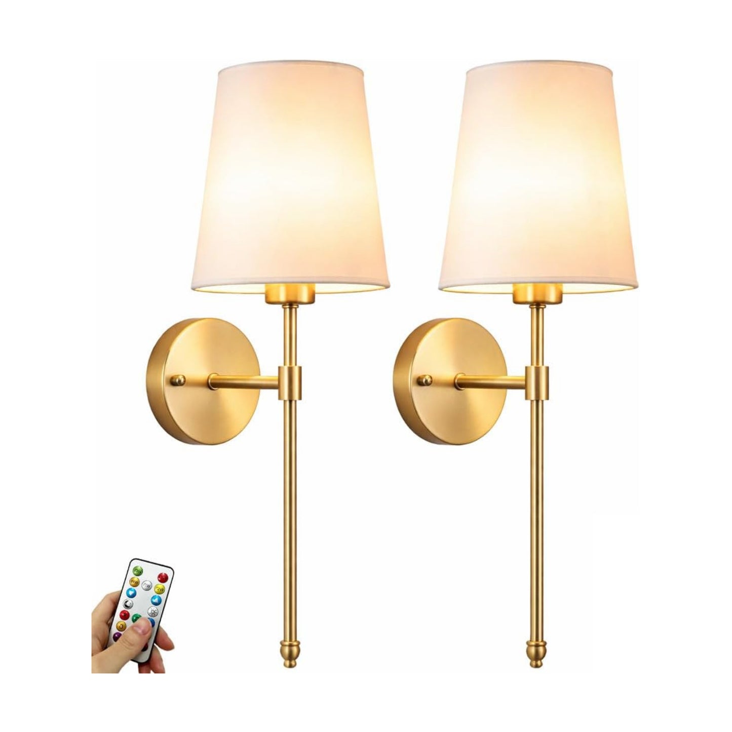 YHCDLAMP Battery Operated Wall Sconces Set of 2, Rechargeable Wireless Wall Lights with 10000mAh Magnetic Bulbs, Up to