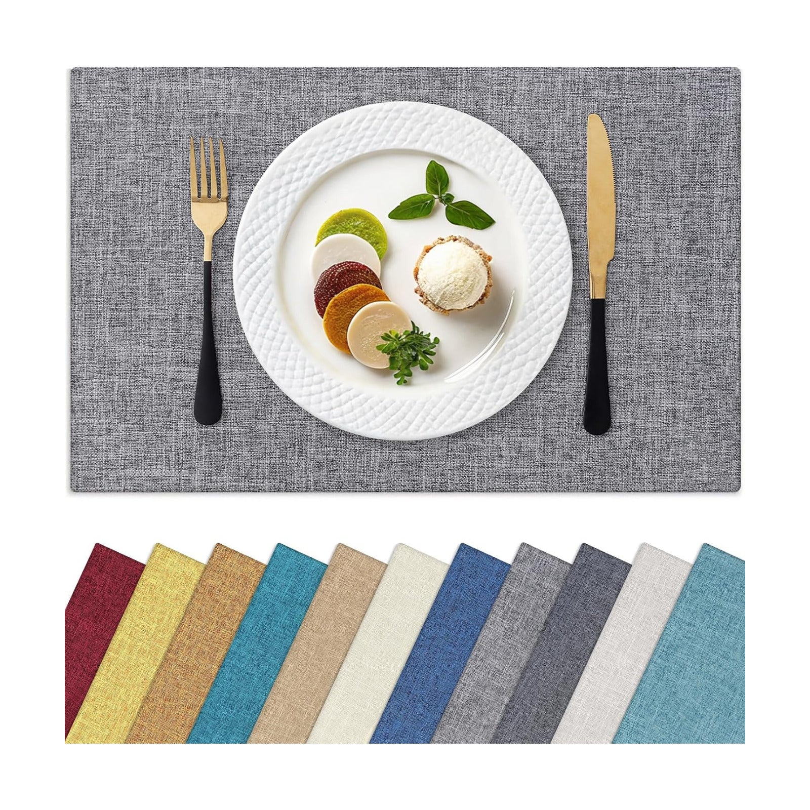 Homaxy Cloths Placemats for Dining Table Set of 6, 13" x 19", Dark Grey | Heat Resistant, Washable, Cotton Linen Blend