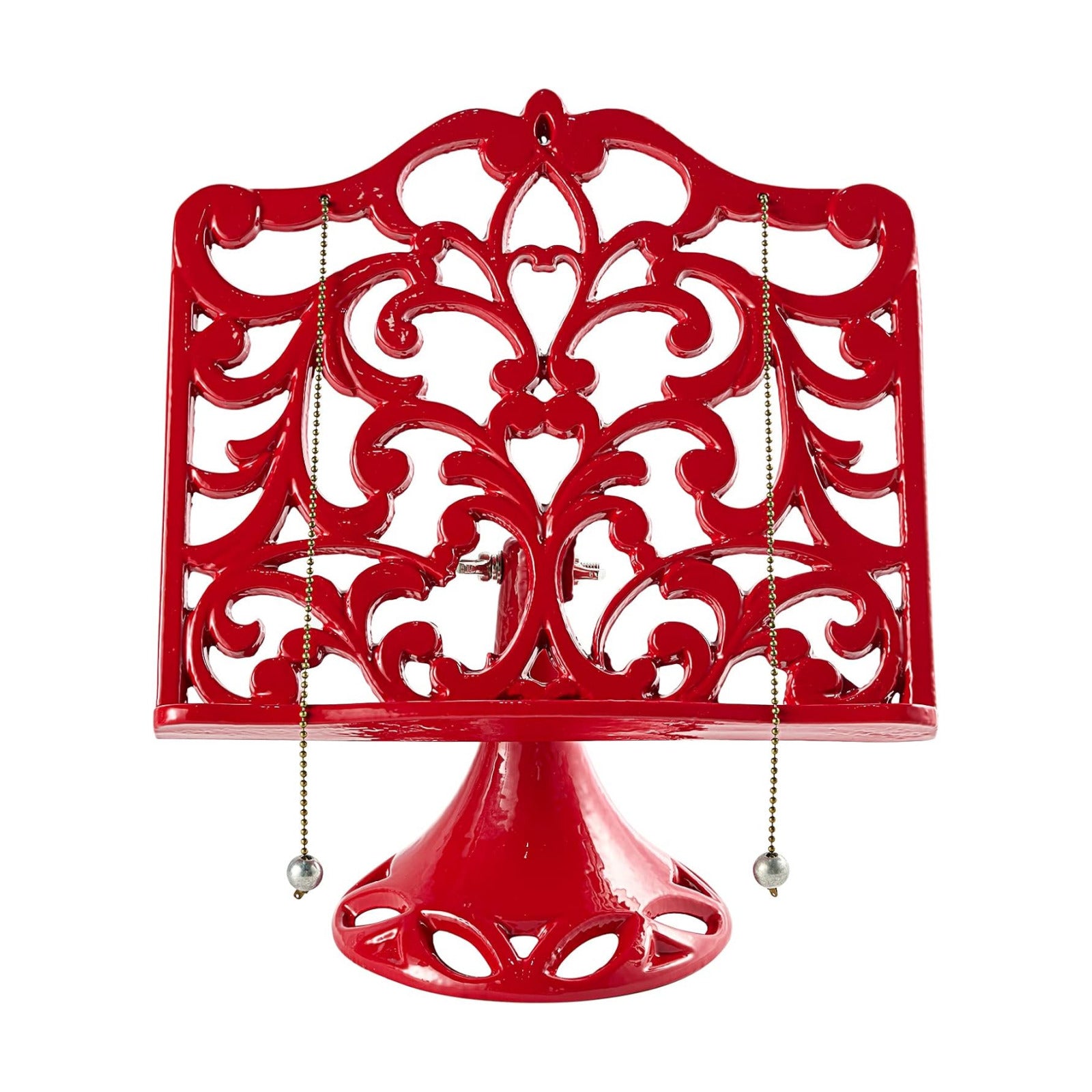 JOGREFUL Adjustable Cast Iron Cookbook Stand, Kitchen Recipe Holder Red | Heavy-Duty Book Vintage Holder, Reading Rest