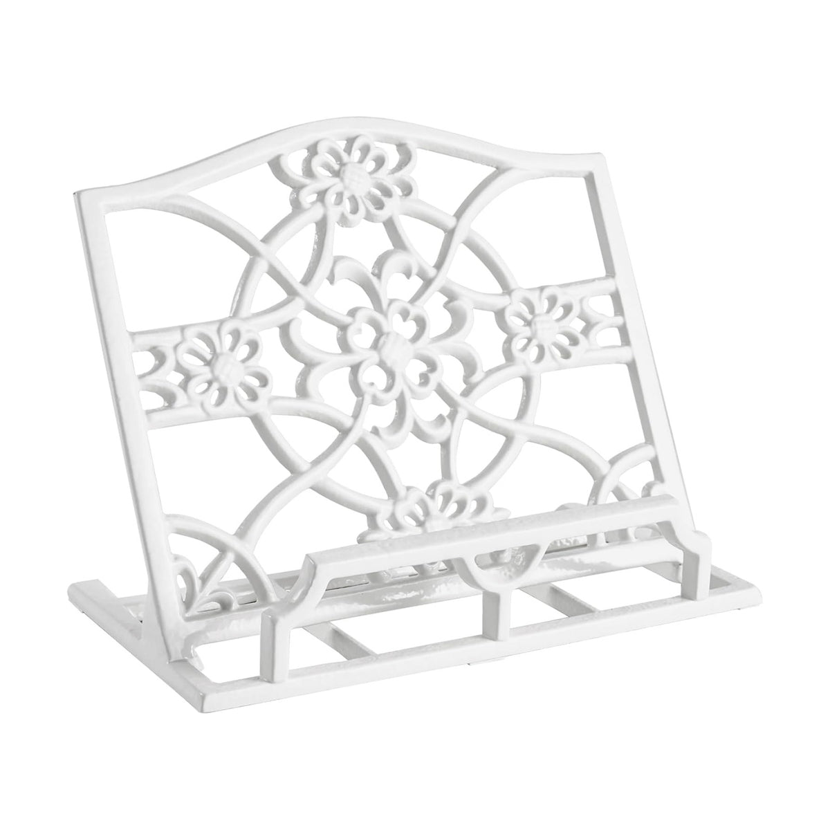 JOGREFUL Cast Iron Cookbook Stand, Kitchen Recipe Holder Medallion White | Heavy-Duty Book Vintage Holder, Reading Rest