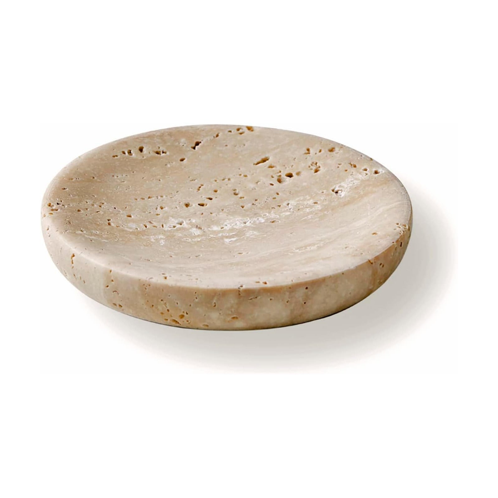 Sponge Holder / Marble Trinket Dish Tray / 4" R / Beige Travertine