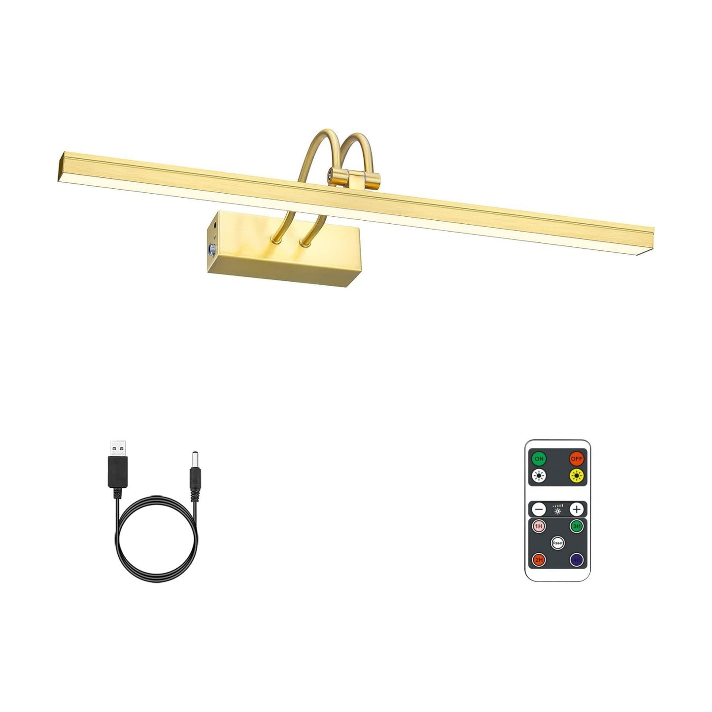 Wireless Picture Light Rechargeable, 16", Brass | 2 Colors, 280LM Dimmable, 5000mAh Battery Operated Wall Light with