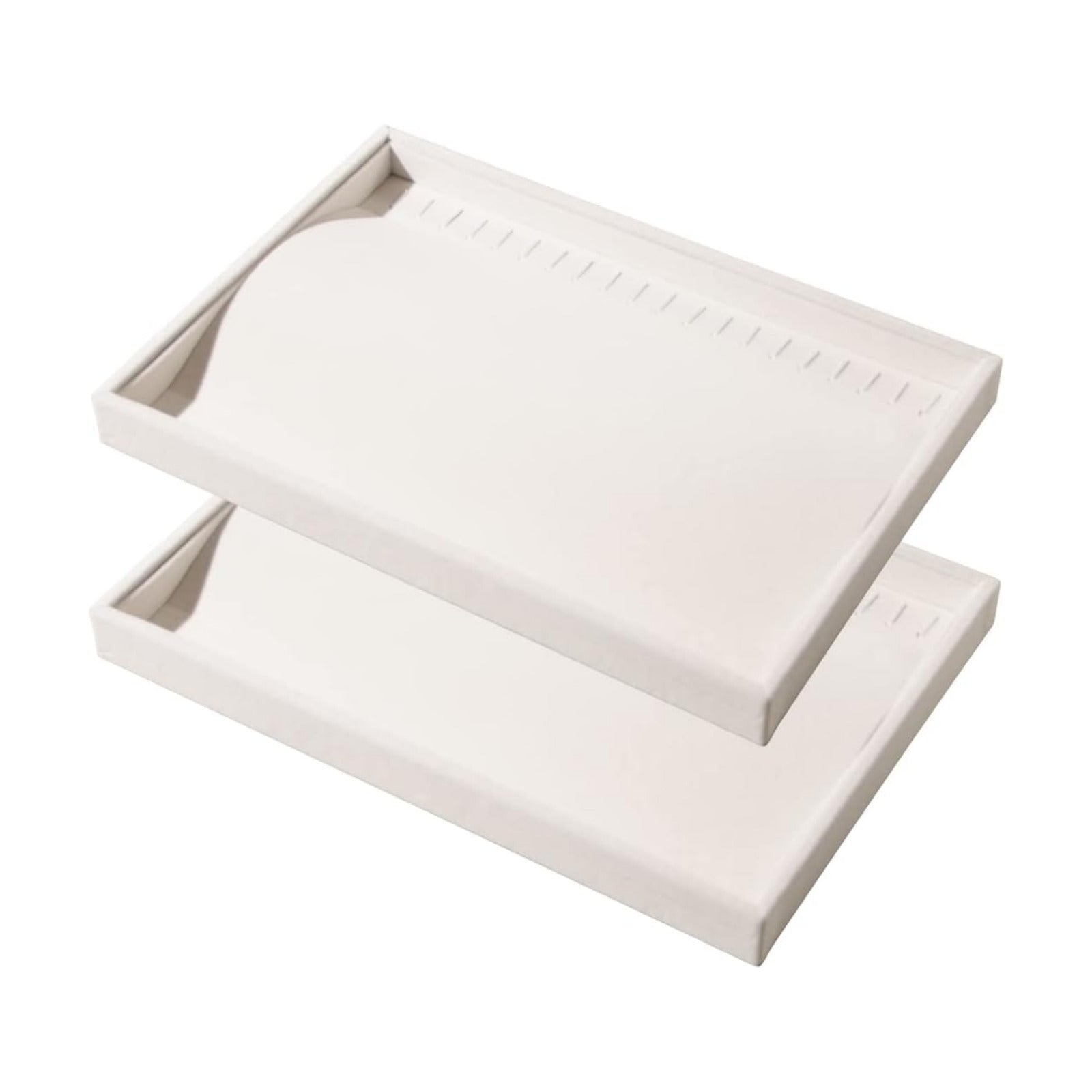 Stackable Jewelry Organizer Trays / Beige / Set of 2