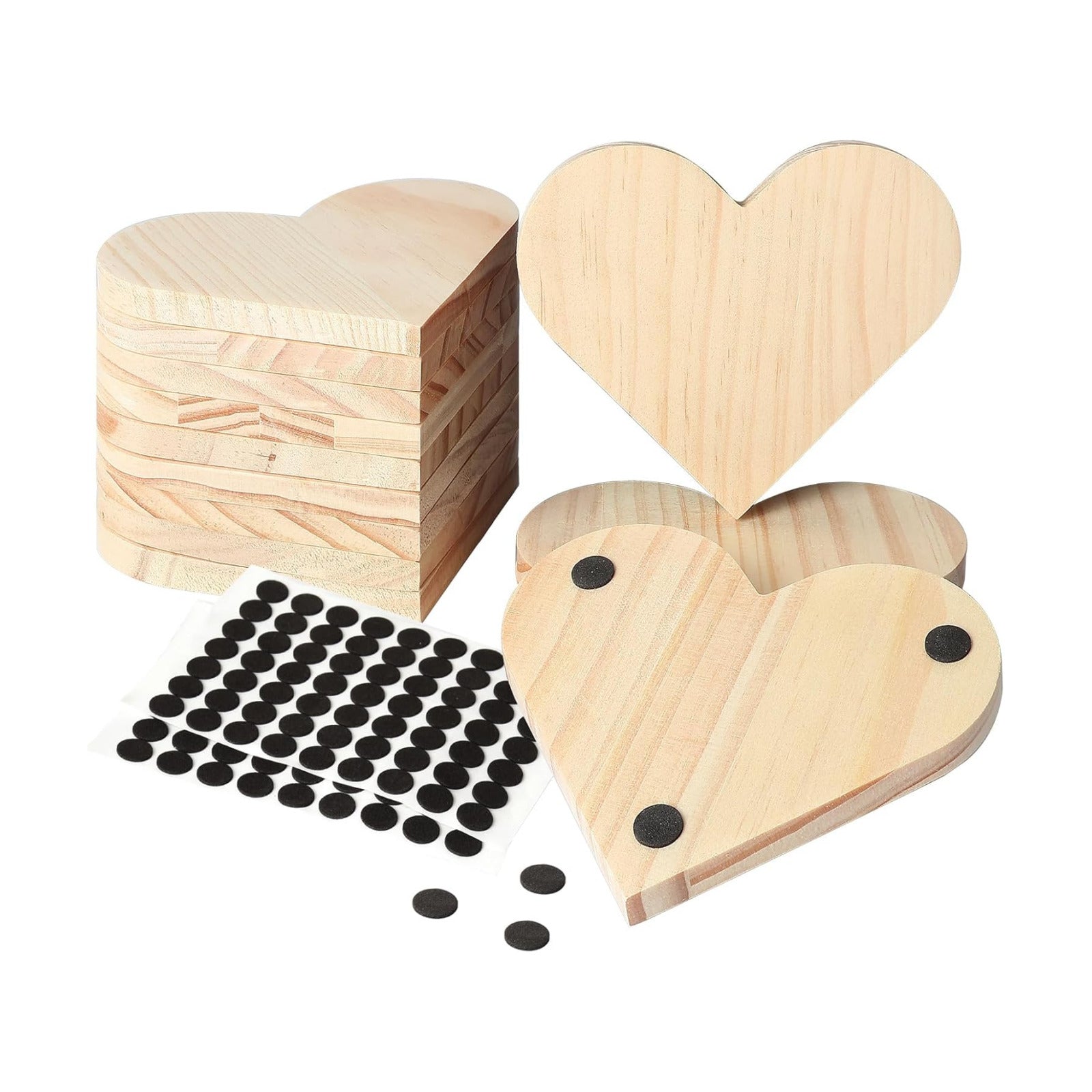 Wooden Slices Blanks Bulk Set / Heart / 4.5 Inch / Set of 12