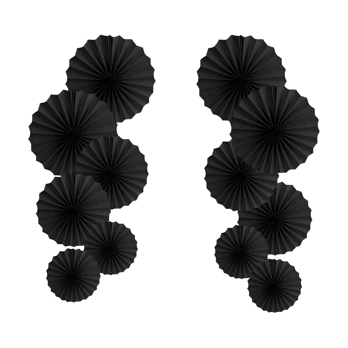 HQZ Black Party Hanging Fans DIY Set - 12pcs Set Pinwheels Fan DIY Paper Craft for Wedding, Birthday, Christmas Party Decoration
