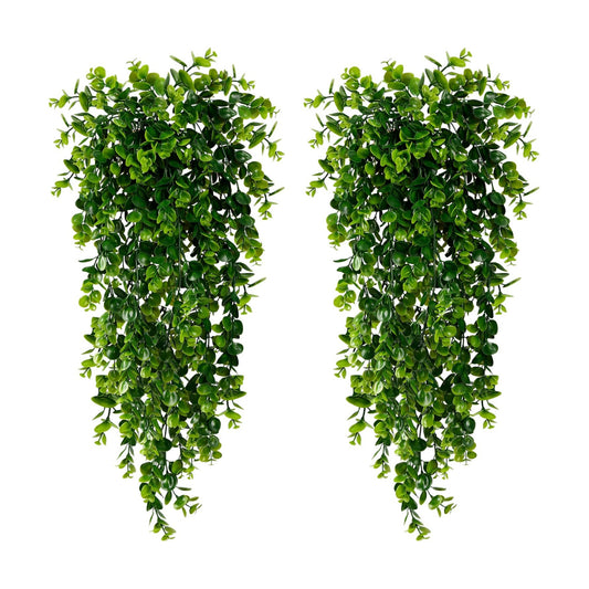 Artificial Hanging Plants Fake Hanging Plant Faux Hanging Eucalyptus Plants UV Resistant / Set of 4