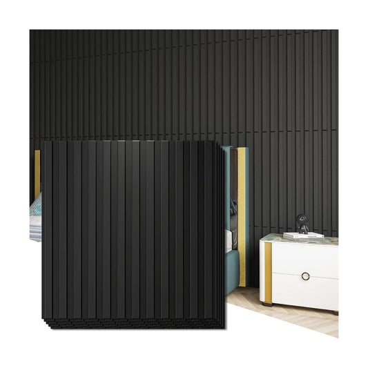 Slat Wall Panel / 19.7 x 19.7 / Square - Black / Set of 12