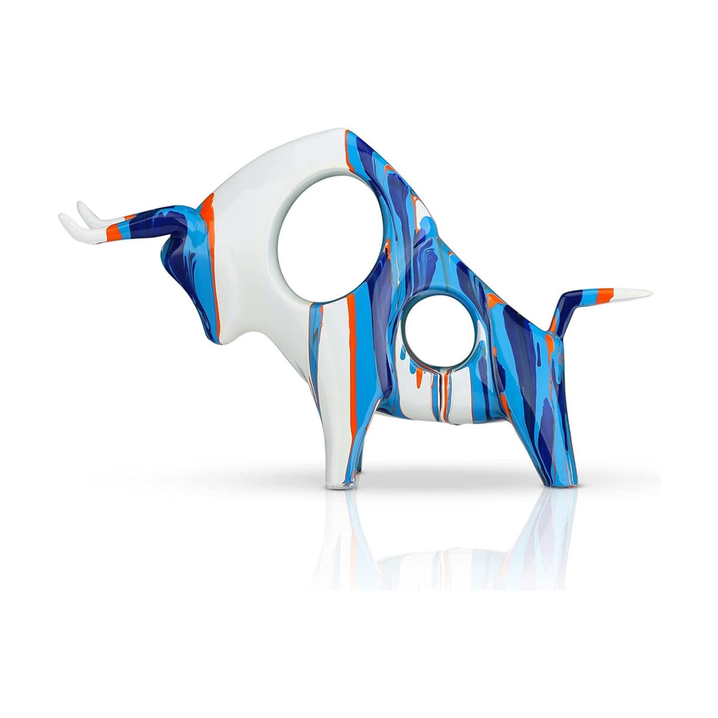 Resin Painted Bull Statue / Blue B