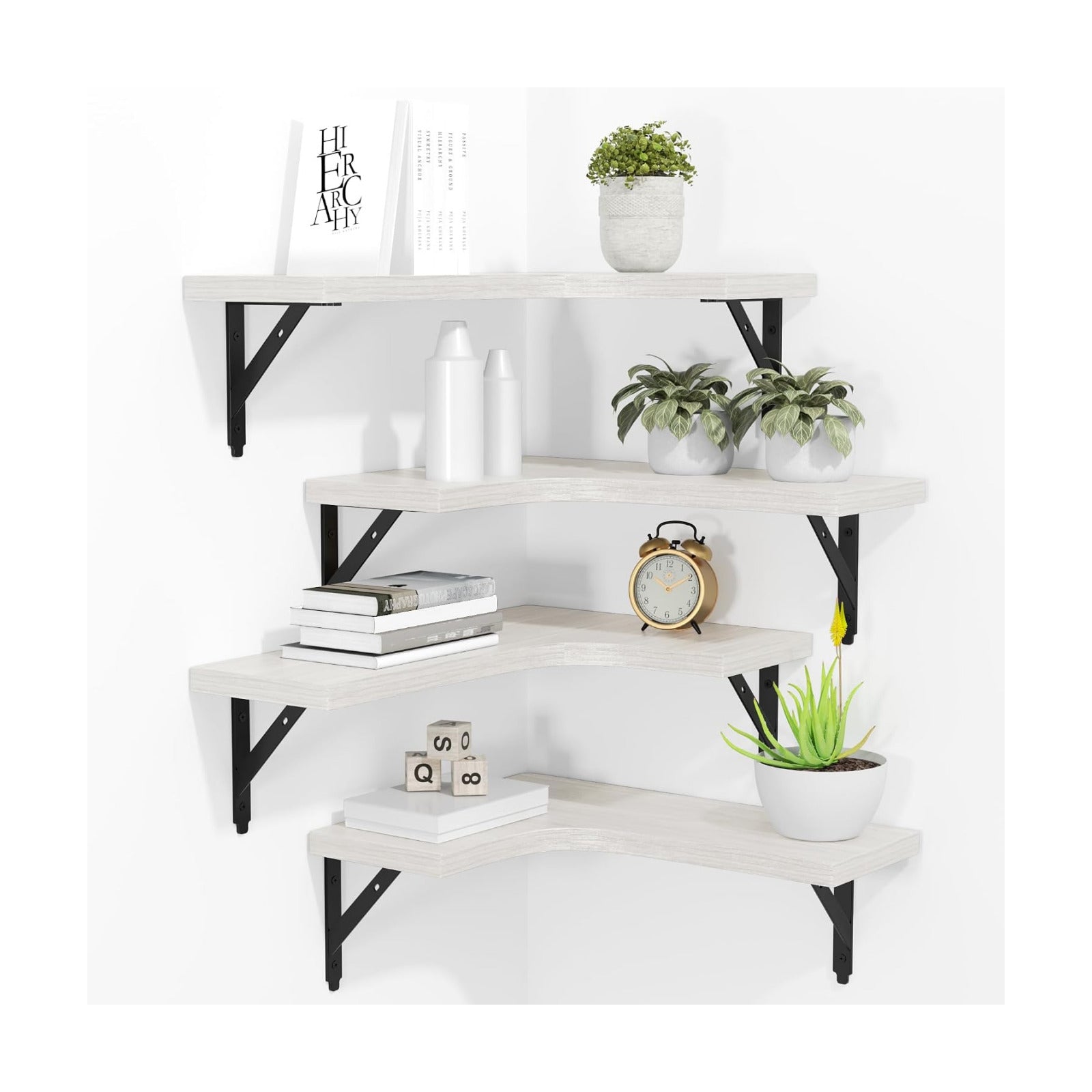 ROMGUAR CRAFT Corner Floating Shelves Wall Mounted Set of 4, White