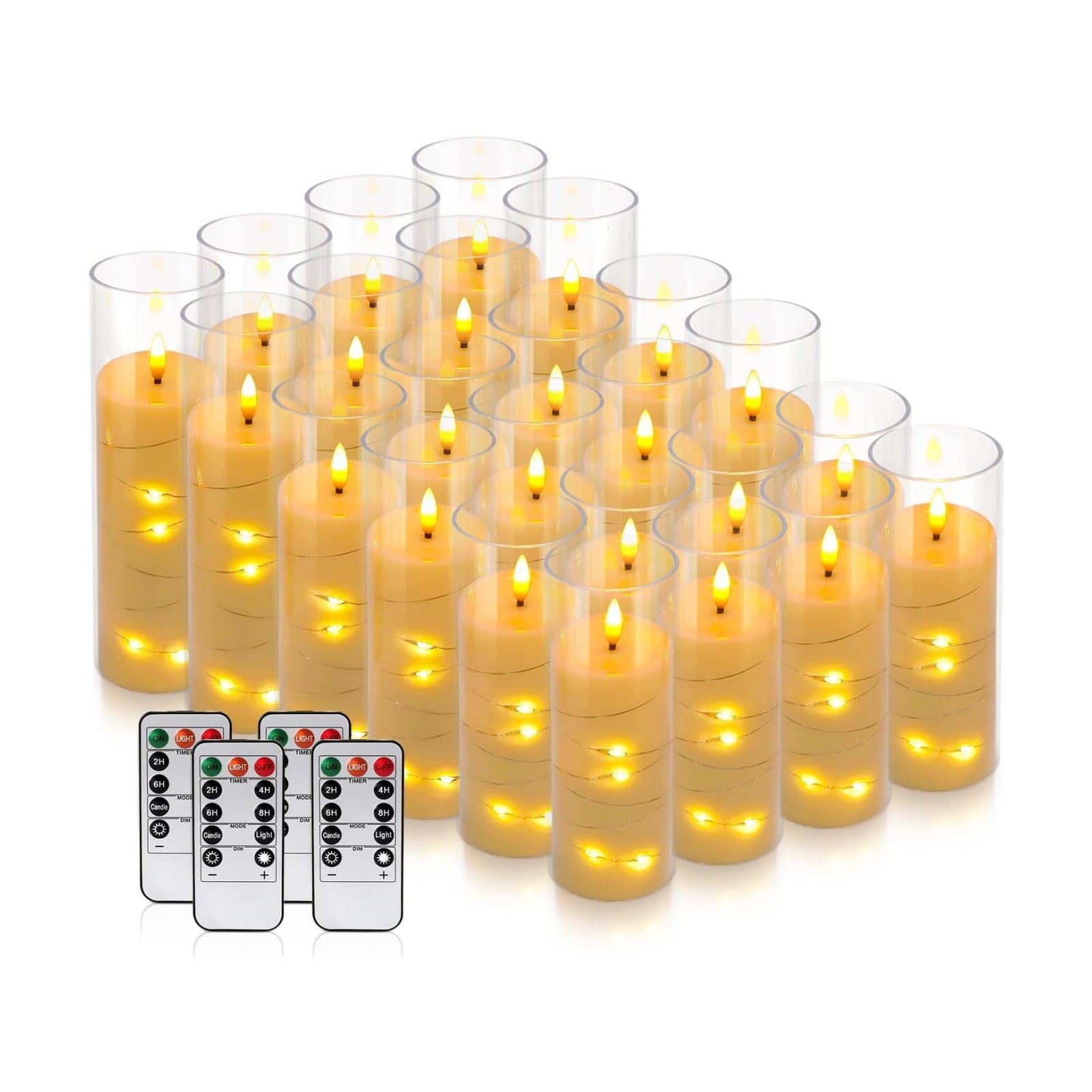 YOROXRG 24 Pack Christmas Decoration Flickering Flameless Candles,Battery Operated Candles,LED String Lights LED