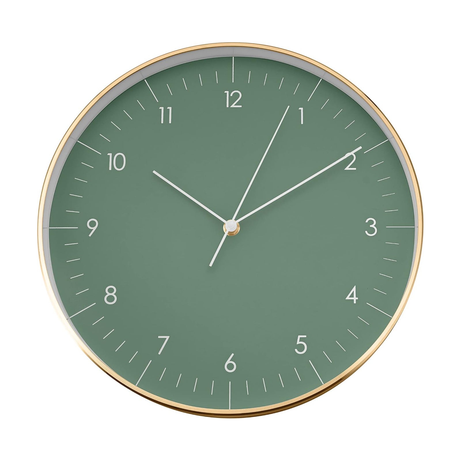 Modern Silent Quartz Wall Clock, 12in, Dark Green & Gold | Simple & Trendy, Gifting ideas, Analog, Easy-to-read