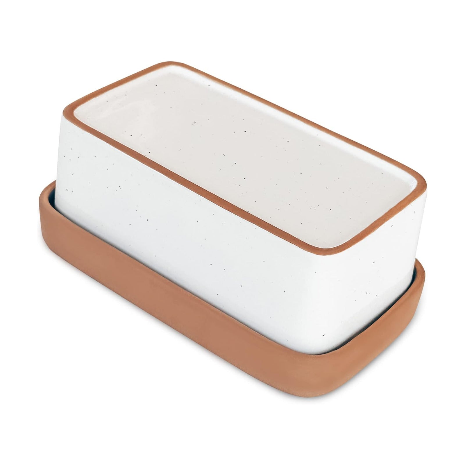 Covered Butter Crock Container to Leave on Countertop / Vanilla White