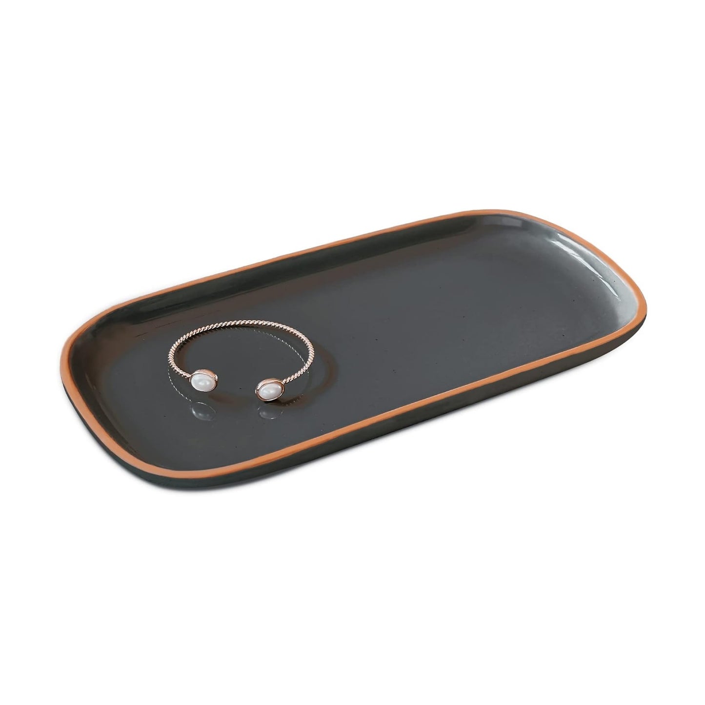 Ceramic Decorative Tray / 10 x 5 x 0.8 / Charcoal